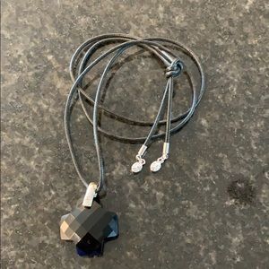 Swarovski necklace with leather cord